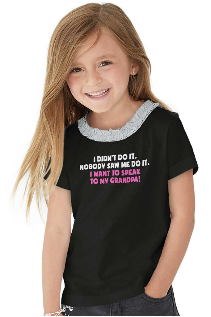 I Didn't Do It Toddler Ruffled Trim T-Shirt-Direct To Garment Print-Brisco Baby