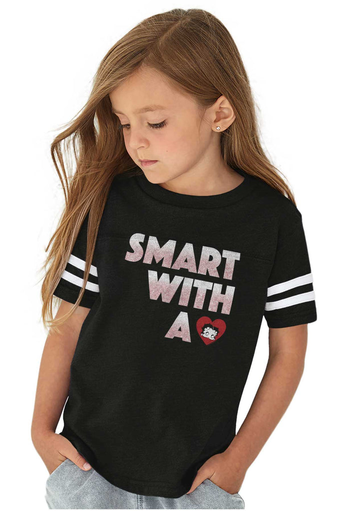 Smart With A Heart Toddler Football Jersey Tee-Direct To Garment Print-Brisco Baby