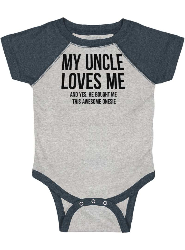 Uncle Loves Me Bough Raglan Romper Bodysuit-Direct To Garment Print-Brisco Baby