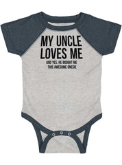 Uncle Loves Me Bough Raglan Romper Bodysuit-Direct To Garment Print-Brisco Baby