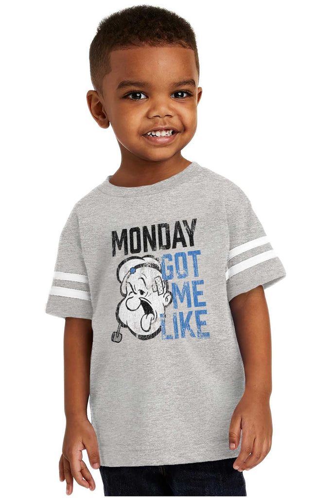 Monday Got Me Like Toddler Football Jersey Tee-Direct To Garment Print-Brisco Baby