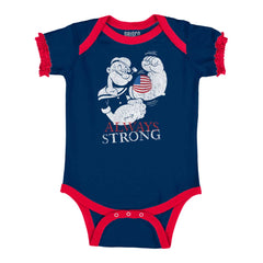 Always Strong Baby Ruffled Trim Romper-Direct To Garment Print-Brisco Baby