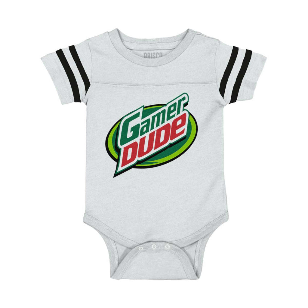 Gamer Dude Video Gaming Geek Football Romper Bodysuit-Direct To Garment Print-Brisco Baby