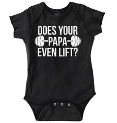 Does Your Papa Lift? Romper Bodysuit-Direct To Garment Print-Brisco Baby