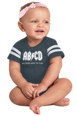 AB CD Football Romper Bodysuit-Direct To Garment Print-Brisco Baby