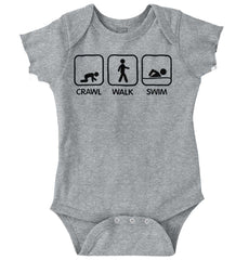 Crawl Walk Swim Romper Bodysuit-Direct To Garment Print-Brisco Baby