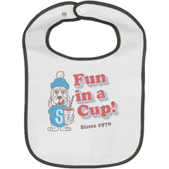 Fun In A Cup Trimmed White Snap Bib-Direct To Garment Print-Brisco Baby