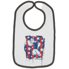 Stars Stripes Popeye Trimmed Colored Velcro Bib-Direct To Garment Print-Brisco Baby