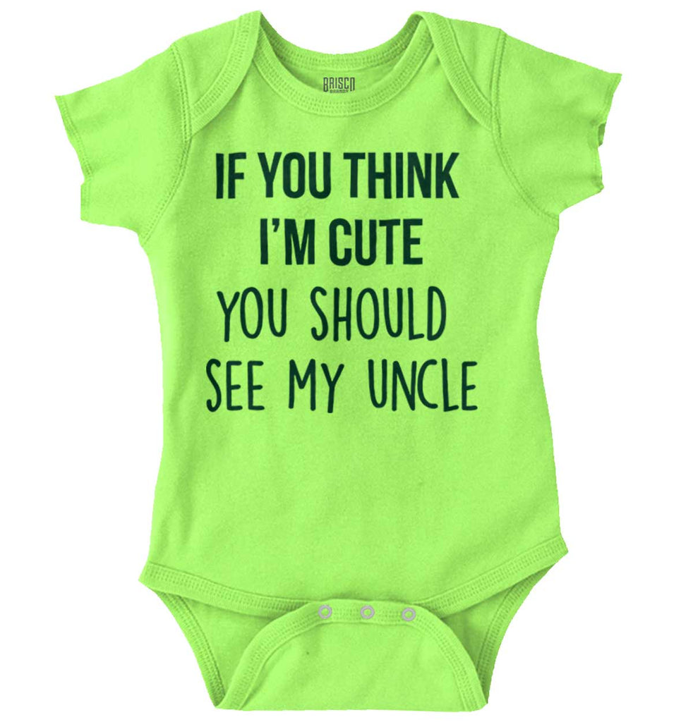 Think I'm Cute See My Uncle Romper Bodysuit-Direct To Garment Print-Brisco Baby