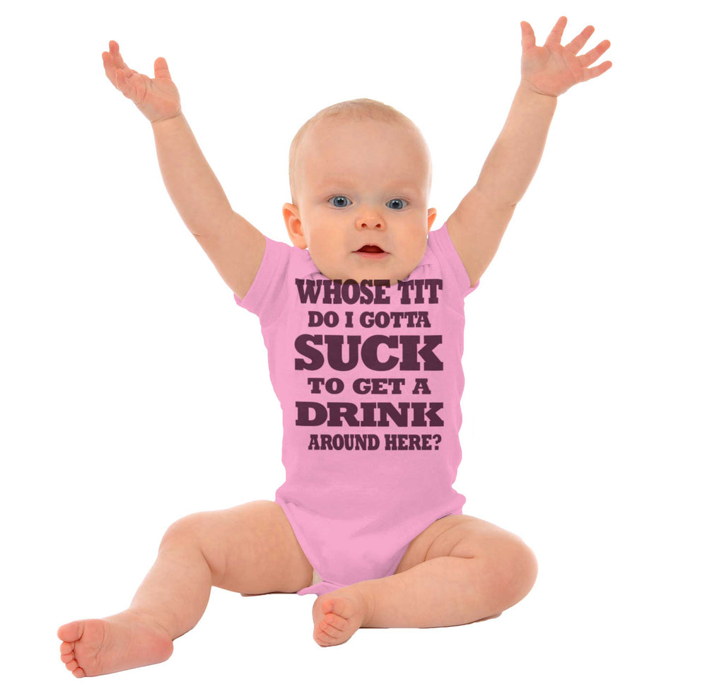 Get A Drink Romper Bodysuit-Direct To Garment Print-Brisco Baby