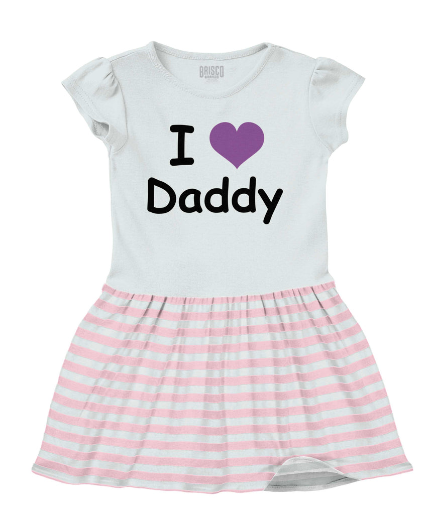 I Heart Daddy Baby Striped Skirt Dress-Direct To Garment Print-Brisco Baby