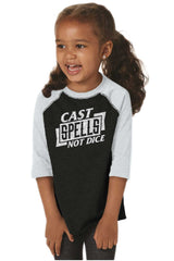Cast Spells Not Dice Dungeons Toddler Baseball-Direct To Garment Print-Brisco Baby