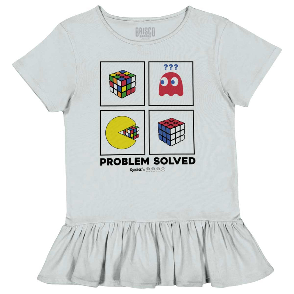 Problem Solved Toddler Ruffle Bottom Tee-Direct To Garment Print-Brisco Baby