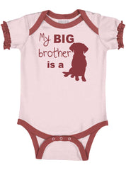 Brother is a Dog Baby Ruffled Trim Romper-Direct To Garment Print-Brisco Baby