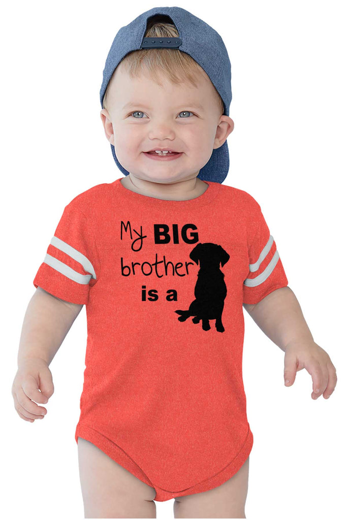 Brother is a Dog Football Romper Bodysuit-Direct To Garment Print-Brisco Baby