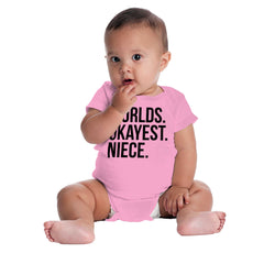 Worlds Okayest Niece Romper Bodysuit-Direct To Garment Print-Brisco Baby