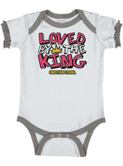 Loved By The King Baby Ruffled Trim Romper-Direct To Garment Print-Brisco Baby