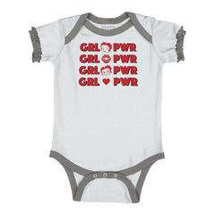 Girl Power Baby Ruffled Trim Romper-Direct To Garment Print-Brisco Baby