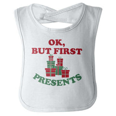But First Presents Infant Baby Bib-Direct To Garment Print-Brisco Baby