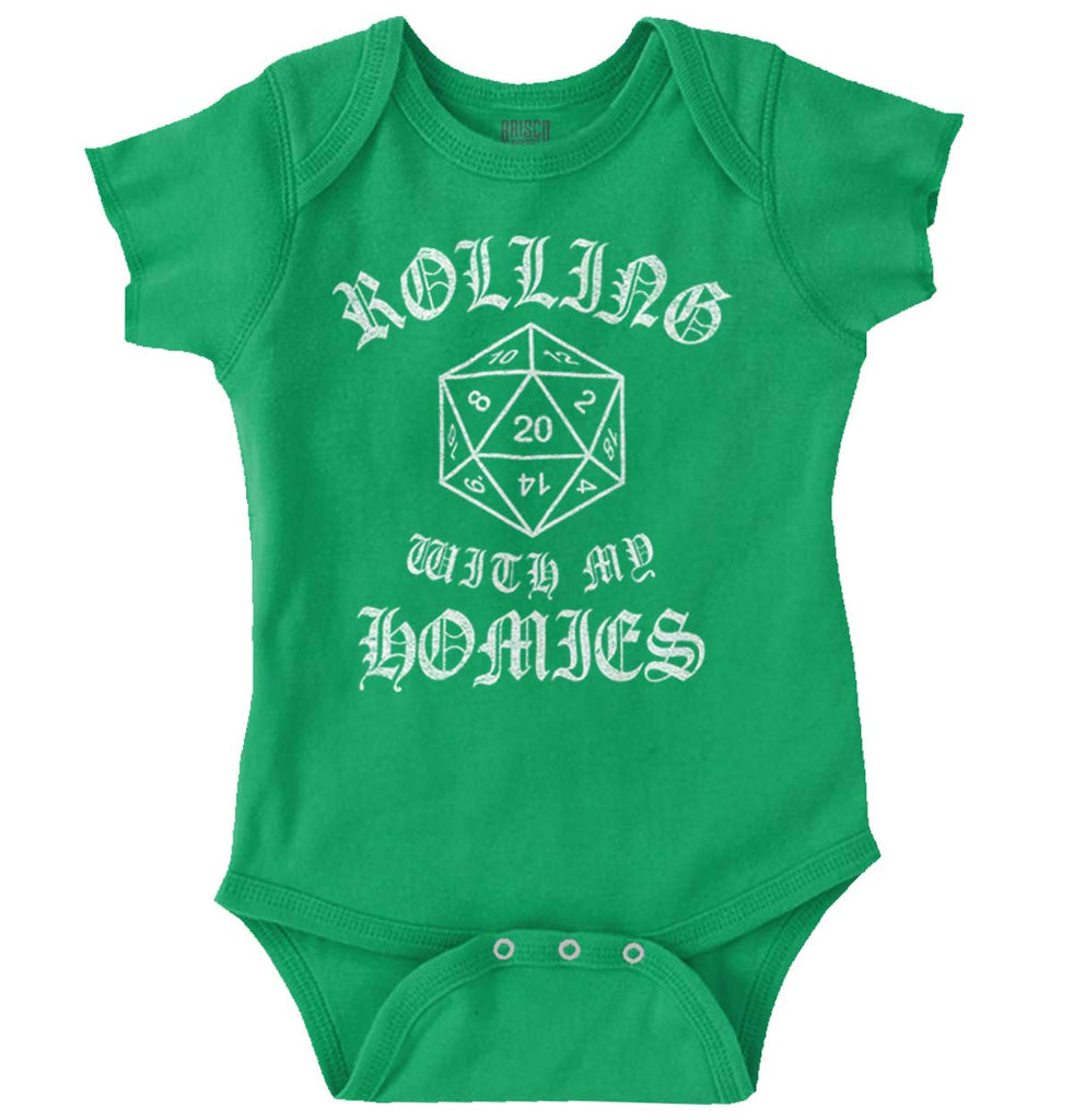 Rolling With My Homies Dungeons Romper Bodysuit-Direct To Garment Print-Brisco Baby