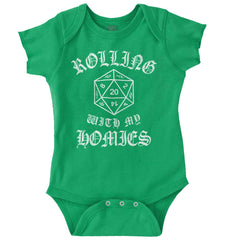 Rolling With My Homies Dungeons Romper Bodysuit-Direct To Garment Print-Brisco Baby