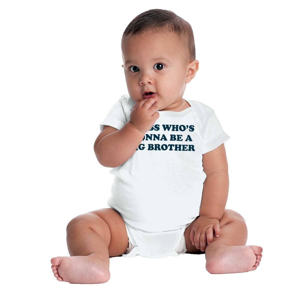 Guess Who's Gonna Be A Big Brother Romper Bodysuit-Direct To Garment Print-Brisco Baby