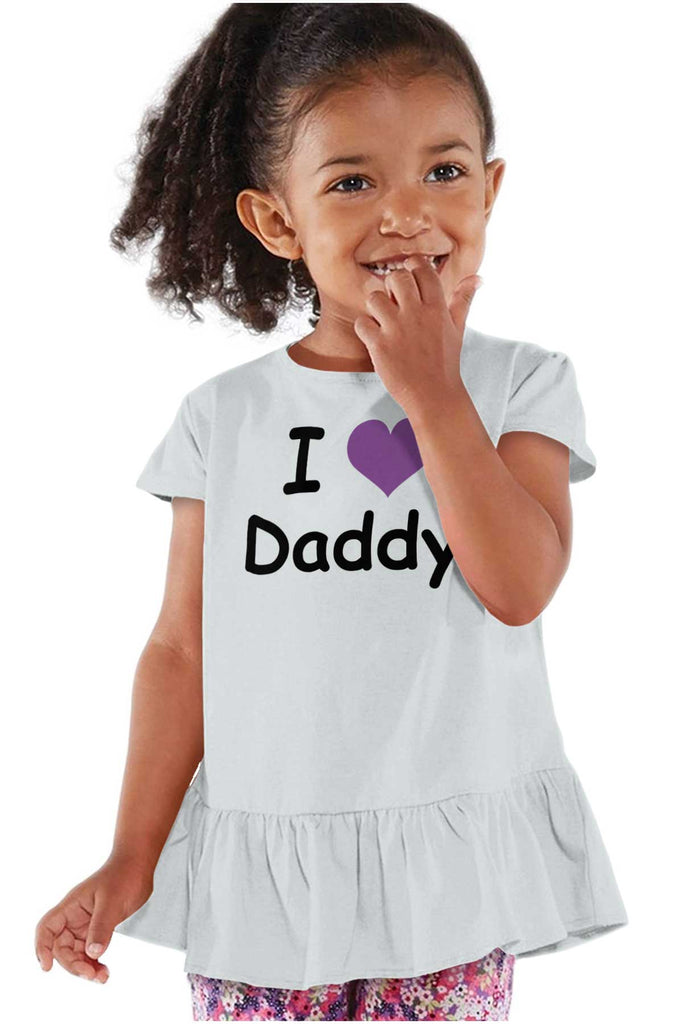 I Heart Daddy Toddler Ruffle Bottom Tee-Direct To Garment Print-Brisco Baby