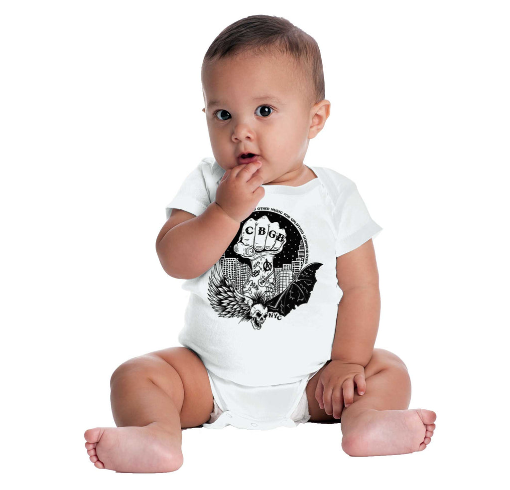 Bat CBGB Romper Bodysuit-Direct To Garment Print-Brisco Baby