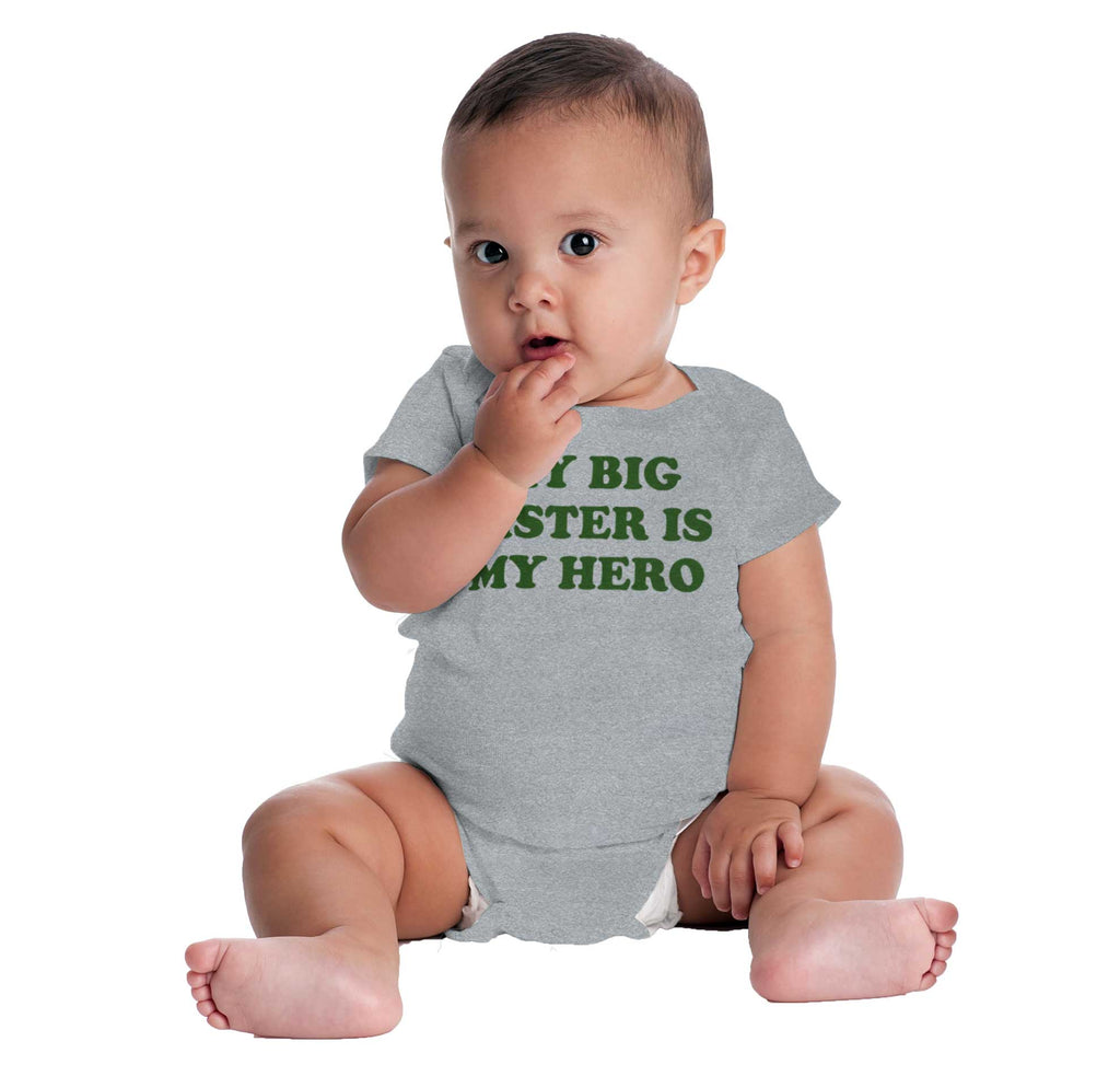 My Big Sister Is My Hero Romper Bodysuit-Direct To Garment Print-Brisco Baby