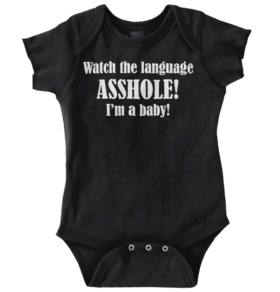 Watch The Language Romper Bodysuit-Direct To Garment Print-Brisco Baby