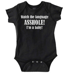 Watch The Language Romper Bodysuit-Direct To Garment Print-Brisco Baby