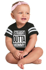 Straight Outta Mommy Football Romper Bodysuit-Direct To Garment Print-Brisco Baby