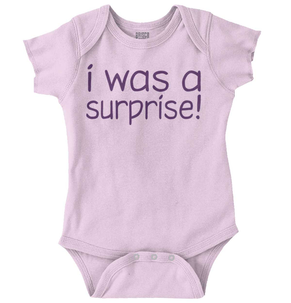 I Was A Surprise Romper Bodysuit-Direct To Garment Print-Brisco Baby