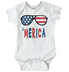 ‘merica Romper Bodysuit-Direct To Garment Print-Brisco Baby