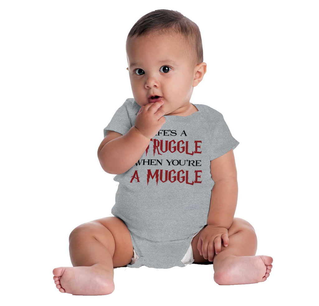 Struggle When Muggle Romper Bodysuit-Direct To Garment Print-Brisco Baby