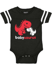 Babysaurus Rex Football Romper Bodysuit-Direct To Garment Print-Brisco Baby