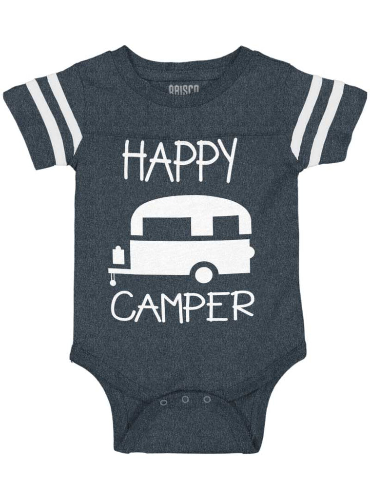Happy Camper Football Romper Bodysuit-Direct To Garment Print-Brisco Baby