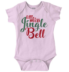 Little Miss Jingle Bell Romper Bodysuit-Direct To Garment Print-Brisco Baby