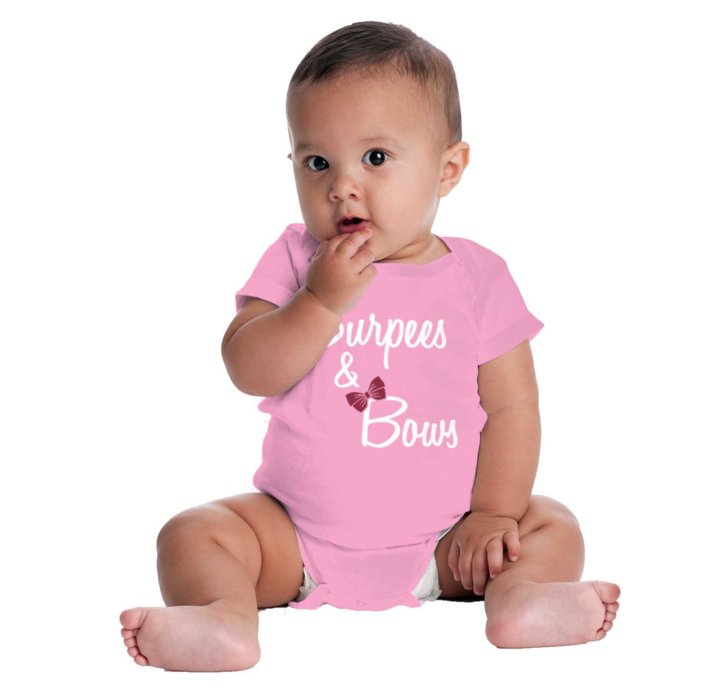 Burpees and Bows Romper Bodysuit-Direct To Garment Print-Brisco Baby