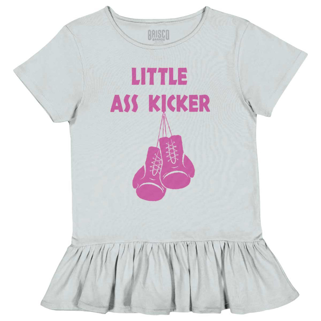 Little Ass Kicker Toddler Ruffle Bottom Tee-Direct To Garment Print-Brisco Baby