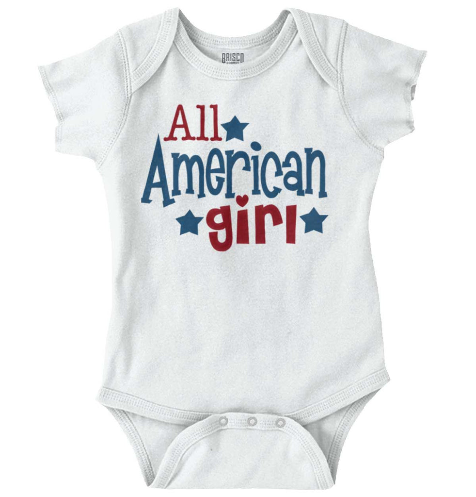 All American Girl Romper Bodysuit-Direct To Garment Print-Brisco Baby