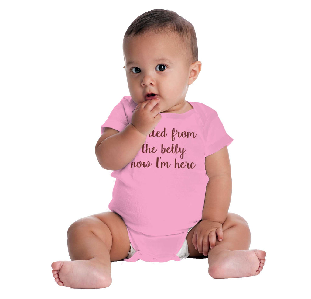 Started From The Belly Romper Bodysuit-Direct To Garment Print-Brisco Baby
