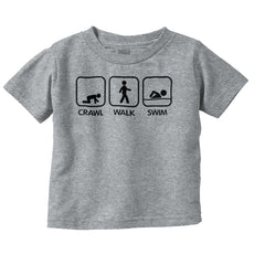 Crawl Walk Swim Infant Toddler T Shirt-Direct To Garment Print-Brisco Baby