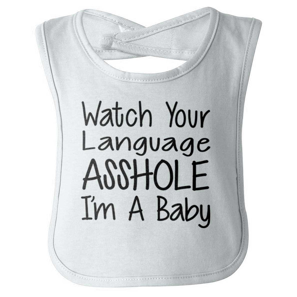 Watch The Language Infant Baby Bib-Direct To Garment Print-Brisco Baby