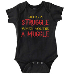 Struggle When Muggle Romper Bodysuit-Direct To Garment Print-Brisco Baby