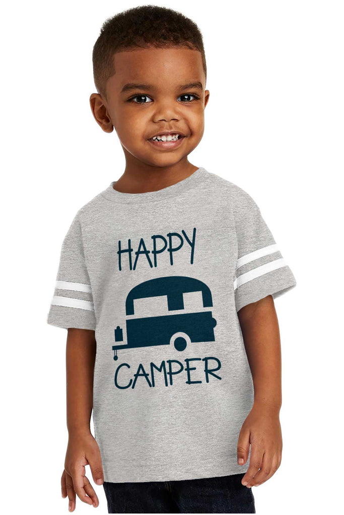 Happy Camper Toddler Football Jersey Tee-Direct To Garment Print-Brisco Baby