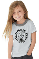 Popeye To The Finish Toddler Ruffled Trim T-Shirt-Direct To Garment Print-Brisco Baby