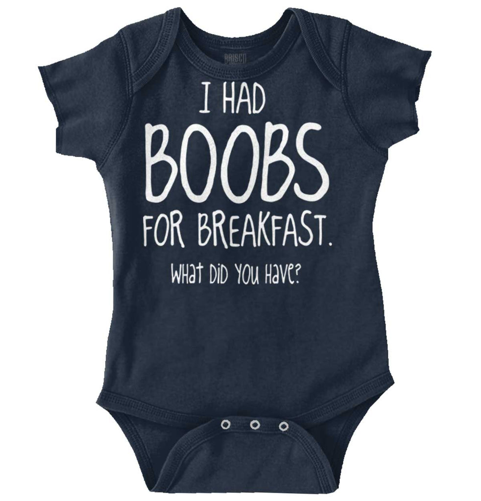 Boobs for Breakfast Romper Bodysuit-Direct To Garment Print-Brisco Baby