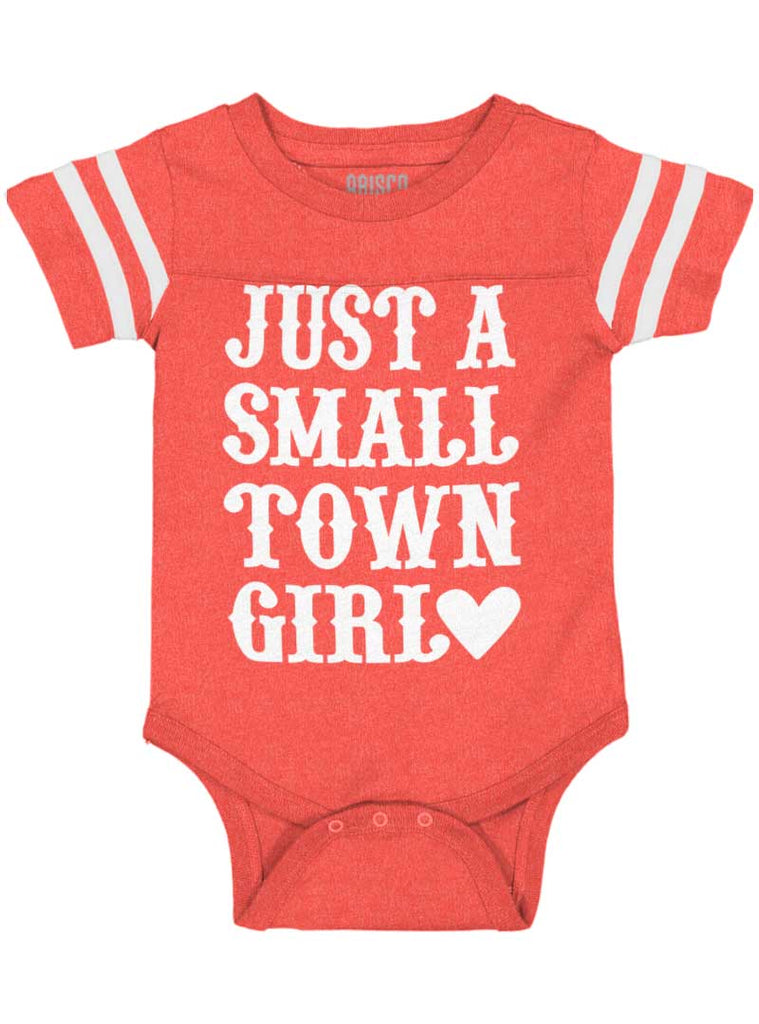 Small Town Girl Football Romper Bodysuit-Direct To Garment Print-Brisco Baby