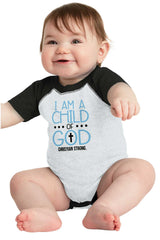 Cross Of God Raglan Romper Bodysuit-Direct To Garment Print-Brisco Baby